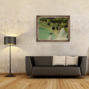 Tablou inramat - Ambrogio Lorenzetti - Vedere la un castel pe marginea unui lac, 60 x 80 cm - Img 2
