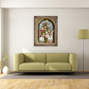 Tablou inramat - Ambrosius Bosschaert the Elder - Vaza de flori intr-o fereastra, 70 x 90 cm - Img 2