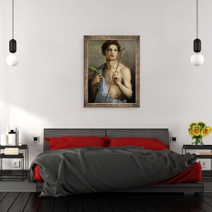 Tablou inramat - Andrea del Sarto - Sfantul Sebastian care detine doua sageti si palma martirului, 70 x 90 cm - Img 3
