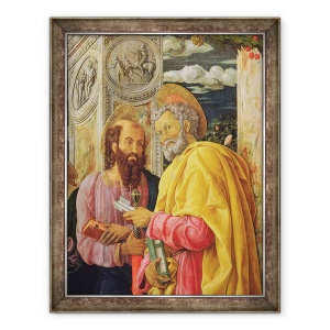 Tablou inramat - Andrea Mantegna - Altar din San Zeno Maggiore, Verona, detaliu al panoului din stanga aratand Sfantul Petru si Sfantul Paul, 60 x 80 cm