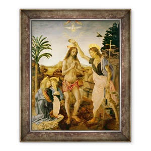 Tablou inramat - Andrea Verrocchio - Botezul lui Hristos de Ioan Botezatorul, 70 x 85 cm