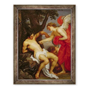 Tablou inramat - Anthony van Dyck - Sfantul Sebastian si ingerul, 60 x 80 cm