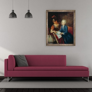 Tablou inramat - Antoine Pesne - Jean-Philippe Baratier 1721-40 Prezentat Minervei, 50 x 60 cm - Img 2
