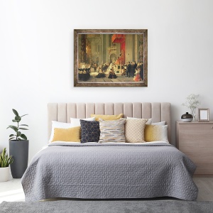 Tablou inramat - Antoinette Cecile Hortense Lescot Haudebourt - Sarutand picioarele statuii Sfantului Petru in Sfantul Petru, Roma, 70 x 90 cm - Img 3