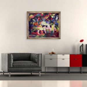 Tablou inramat - August Macke - Peisaj cu Vaci si o Camila, 70 x 85 cm - Img 2