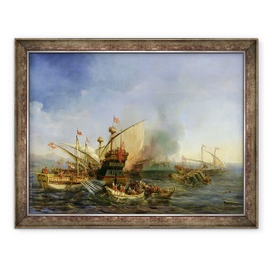 Tablou inramat - Auguste Etienne Francois Mayer - Naval Battle of Episkopi in 1323, 60 x 80 cm