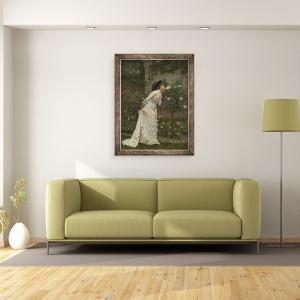 Tablou inramat - Auguste Toulmouche - Femeie si trandafiri, 60 x 80 cm - Img 2