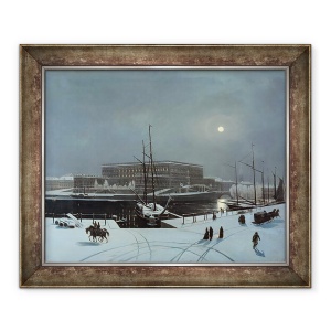 Tablou inramat - Baron Karl-Stefan Bennet - Vedere la Palatul Regal din Stockholm in timpul iernii, 70 x 85 cm