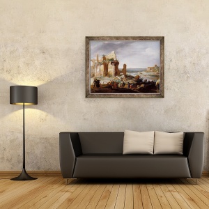Tablou inramat - Bartholomeus Breenbergh - Moise si Aaron schimband raurile Egiptului in sange, 70 x 90 cm - Img 2