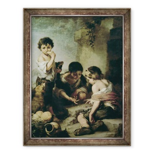 Tablou inramat - Bartolome Esteban Murillo - Boys joc zaruri, 60 x 80 cm