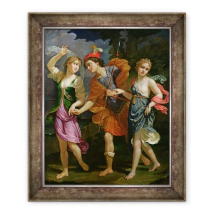Tablou inramat - Benedetto Gennari the Younger - Tezeu cu Ariadna si Phaedra, fiicele regelui Minos, 50 x 60 cm