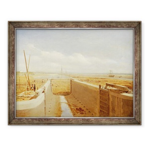 Tablou inramat - Benjamin Williams Leader - Canal in constructie, posibil Canalul Bude, 60 x 80 cm