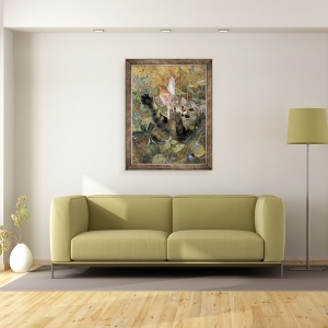 Tablou inramat - Bruno Andreas Liljefors - O pisica si un Chaffinch, 60 x 80 cm - Img 2
