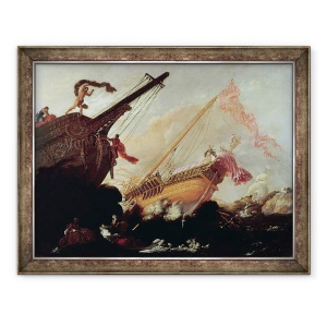 Tablou inramat - Buonamico Agostino Tassi - Galleonii distrusi pe un tarm stancos, 70 x 90 cm