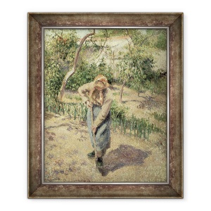 Tablou inramat - Camille Pissarro - Femeie sapat intr-o livada, 50 x 60 cm