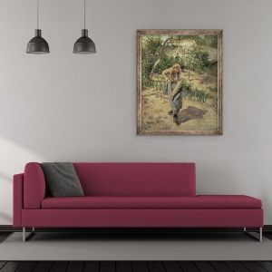 Tablou inramat - Camille Pissarro - Femeie sapat intr-o livada, 50 x 60 cm - Img 2
