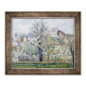 Tablou inramat - Camille Pissarro - Gradina de legume cu copaci in floare, primavara, Pontoise, 50 x 60 cm