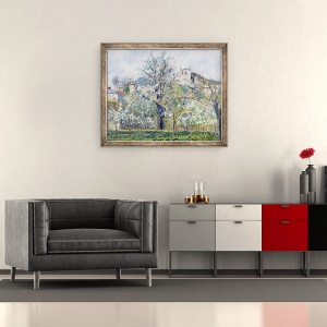 Tablou inramat - Camille Pissarro - Gradina de legume cu copaci in floare, primavara, Pontoise, 50 x 60 cm - Img 2