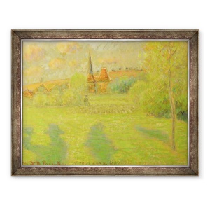 Tablou inramat - Camille Pissarro - Pastorul si biserica lui Eragny, 70 x 90 cm