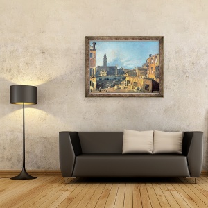 Tablou inramat - Canaletto - Venetia, Campo San Vidal si Santa Maria della Carita Curtea Pietrasului 1727-28, 60 x 80 cm - Img 2
