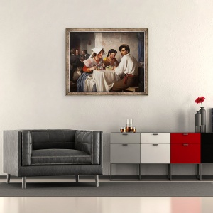 Tablou inramat - Carl Bloch - intr-o Osteria Romana, 50 x 60 cm - Img 2