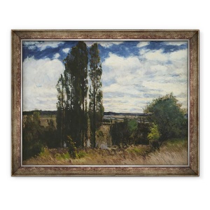 Tablou inramat - Carl Fredrik Hill - Sena, Peisaj cu plopi, 70 x 90 cm