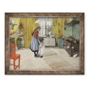 Tablou inramat - Carl Larsson - Bucataria, din seria O casa, 70 x 90 cm