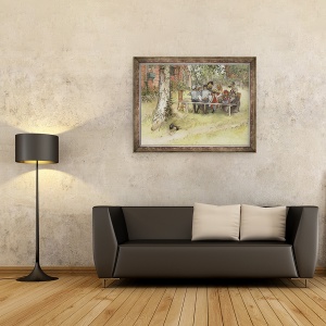 Tablou inramat - Carl Larsson - Mic dejun sub Big Birch, din seria A Home, 70 x 90 cm - Img 2