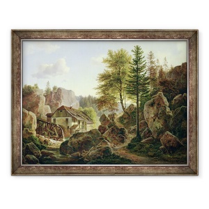 Tablou inramat - Carl Morgenstern - O moara de apa in Vosges langa Ribanville, 70 x 90 cm