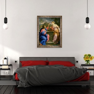 Tablou inramat - Carlo Maratta - Hristos si femeia din Samaria, 70 x 90 cm - Img 3