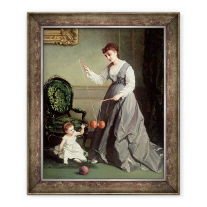 Tablou inramat - Cesare Felix dell' Acqua - inger si Diavol sau Jucand Diabolo, 50 x 60 cm