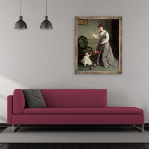 Tablou inramat - Cesare Felix dell' Acqua - inger si Diavol sau Jucand Diabolo, 50 x 60 cm - Img 2