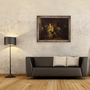 Tablou inramat - Charles Benazech - Ludovic al XVI-lea 1754-93 Luand ramas bun familiei sale la Templu, 60 x 80 cm - Img 2