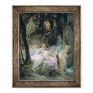 Tablou inramat - Charles Francois Jalabert - Nimfe Ascultand cantecele lui Orfeu, 70 x 85 cm