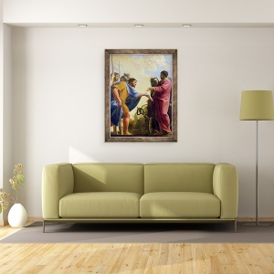 Tablou inramat - Charles Francois Poerson - Scena din viata lui Cincinnatus. Cincinnatus Revenind la Plugul sau Decorat cu o coroana de laur, 60 x 80 cm - Img 2