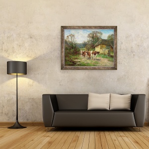 Tablou inramat - Charles James Adams - Langa hambar, 60 x 80 cm - Img 2