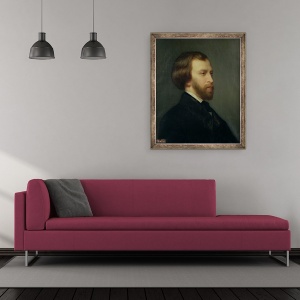 Tablou inramat - Charles Landelle - Portretul lui Alfred de Musset 1810-57, 50 x 60 cm - Img 2
