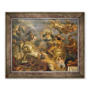 Tablou inramat - Charles Le Brun - Vedere a regelui Luand Maastricht in Treisprezece Zile in 1673 si Pasajul de pe Rin in prezenta dusmanilor in 1672, 70 x 85 cm