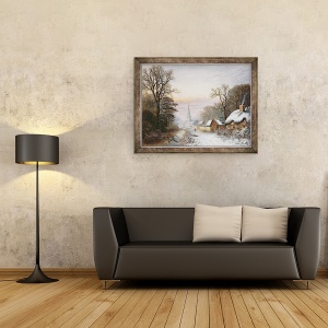Tablou inramat - Charles Leaver - Peisaj iarna, 60 x 80 cm - Img 2