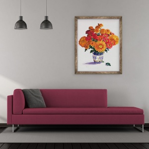 Tablou inramat - Christopher Ryland - Crizanteme octombrie, 50 x 60 cm - Img 2