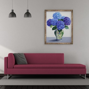 Tablou inramat - Christopher Ryland - Hortensii albastre, 50 x 60 cm - Img 2