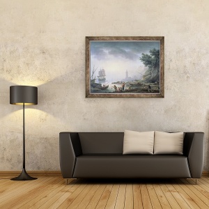 Tablou inramat - Claude Joseph Vernet - Portul maritim in zori, 60 x 80 cm - Img 2