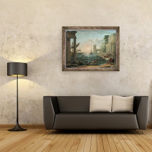 Tablou inramat - Claude Lorrain - Port maritim cu imbarcarea reginei din Sheba, 60 x 80 cm - Img 2