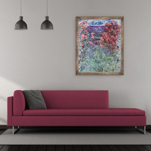 Tablou inramat - Claude Monet - Casa de la Giverny sub trandafiri, 50 x 60 cm - Img 2