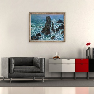 Tablou inramat - Claude Monet - Piramide la Port-Coton, Belle-Ile-en-Mer, 50 x 60 cm - Img 2