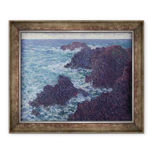 Tablou inramat - Claude Monet - Stancile de la Belle-Ile, Coasta Salbatica, 50 x 60 cm