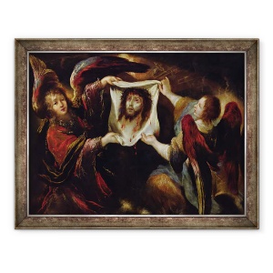 Tablou inramat - Claude Vignon - Doi ingeri care prezinta fata sfanta, 60 x 80 cm