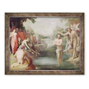 Tablou inramat - Cornelis Cornelisz van Haarlem - Botezul lui Hristos, 60 x 80 cm