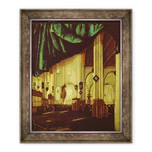 Tablou inramat - Cornelis de Man - Interiorul Bisericii Protestante din Delft, 50 x 60 cm