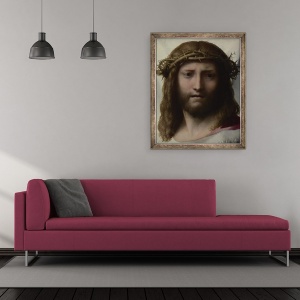 Tablou inramat - Correggio - Capul lui Hristos, 50 x 60 cm - Img 2